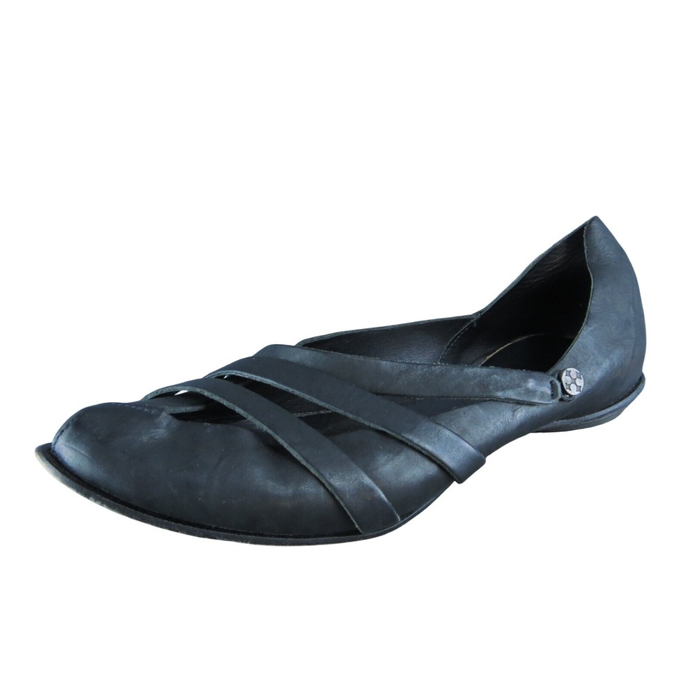 Cydwoq Jail Women Leather Ballet Flats Size 38.5 Casual Artisan Black Shoes